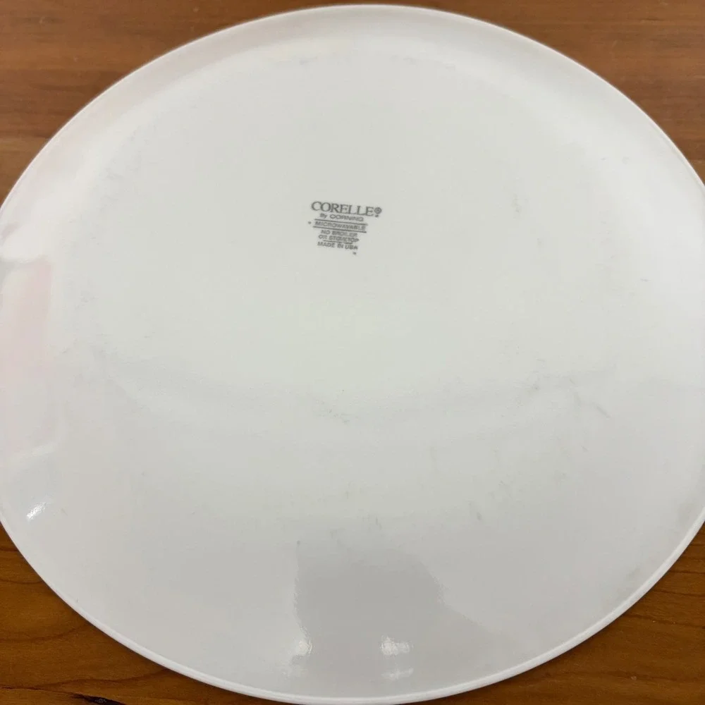 Corelle Country Hearts Dinner Plates Set of 2 Blue Bands Red Hearts 10.25 Inch